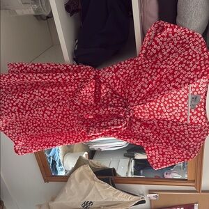 Princess Polly Red and White V-Neck Mini Dress